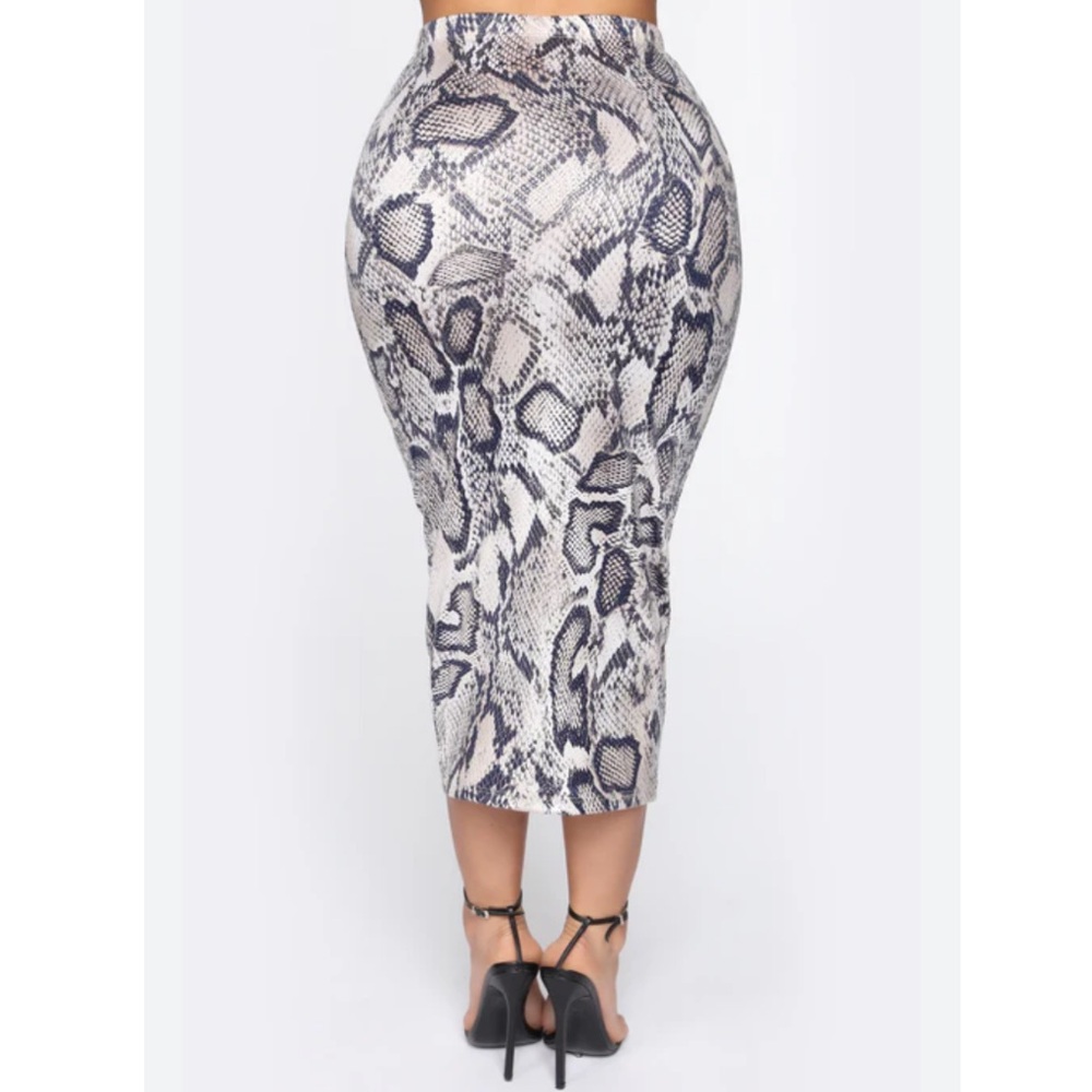 Fashion Nova Reptile Snake Print Midi Skirt - Picture 5 of 14